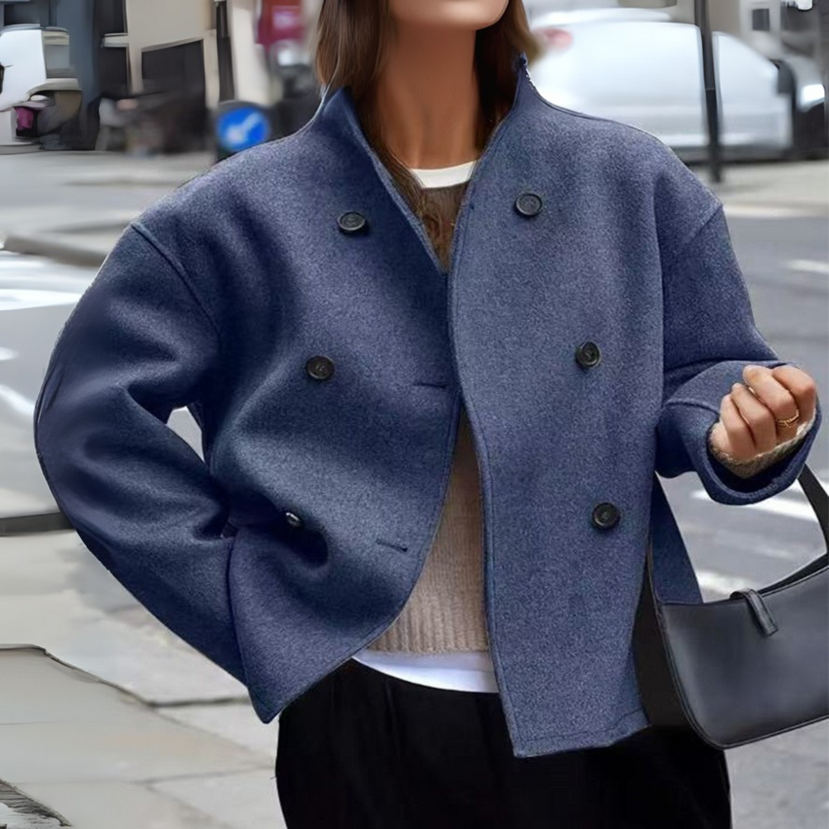 Bini | Stand Collar Long Sleeve Coat, women's coat – view 6