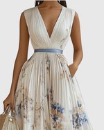 Isabella Sleeveless Pleated Floral Midi Dress