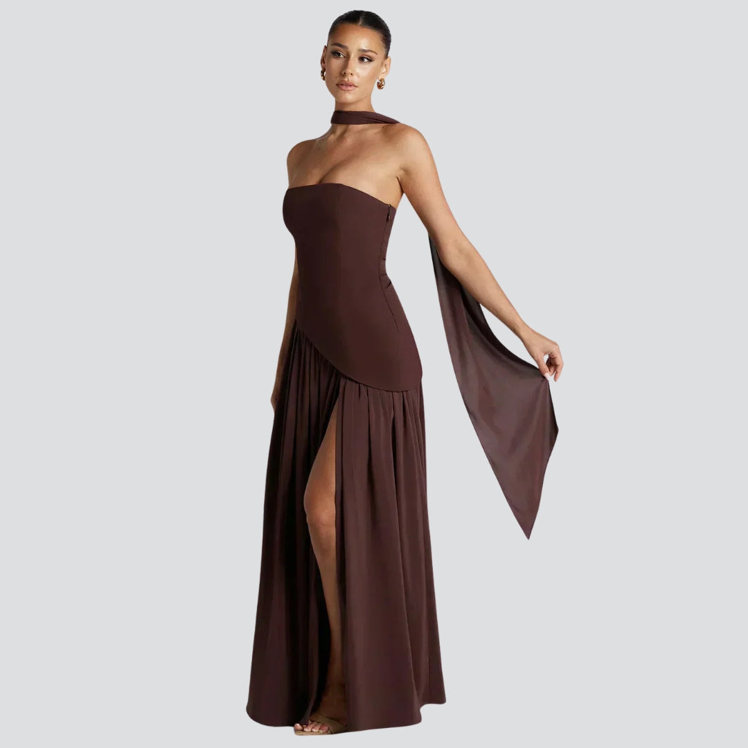 Sabina Asymmetric Wedding Guest Maxi Dress