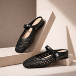 Goldie | Woven Flat Slip-On Mary Jane Mules