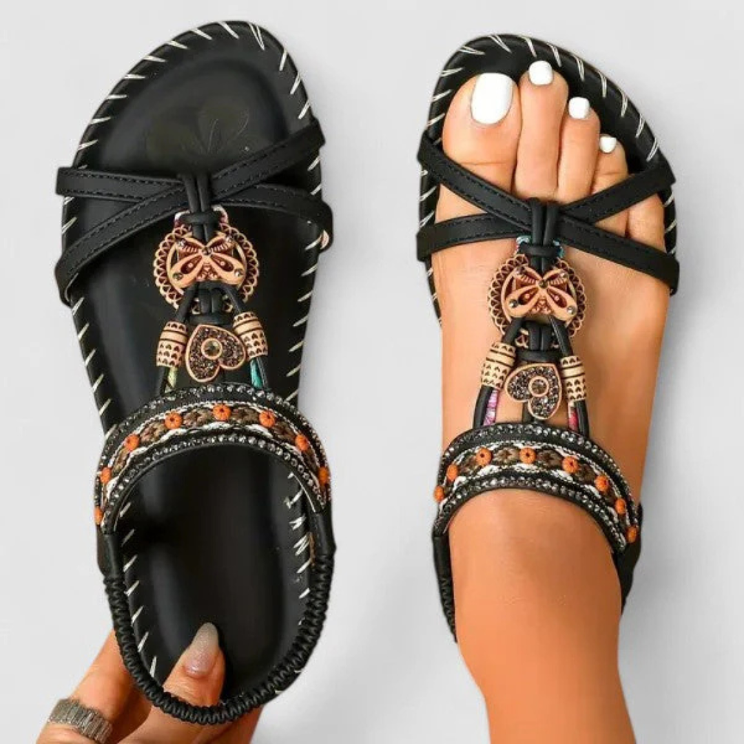 Viola Strappy Flat Open-Toe Sandals
