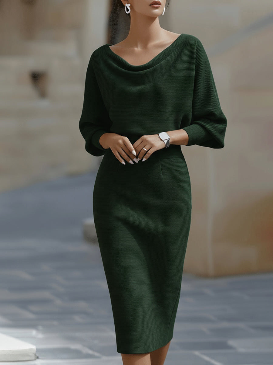 Jacqueline Batwing Sleeve Bodycon Midi Dress