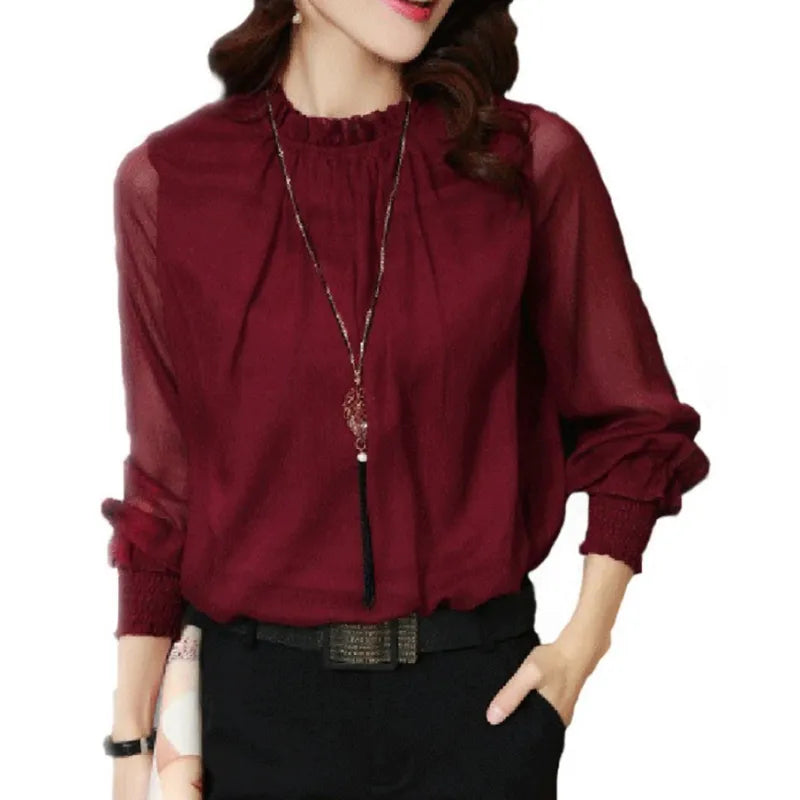 Felicia Elegant Ruffled Long-Sleeve Blouse