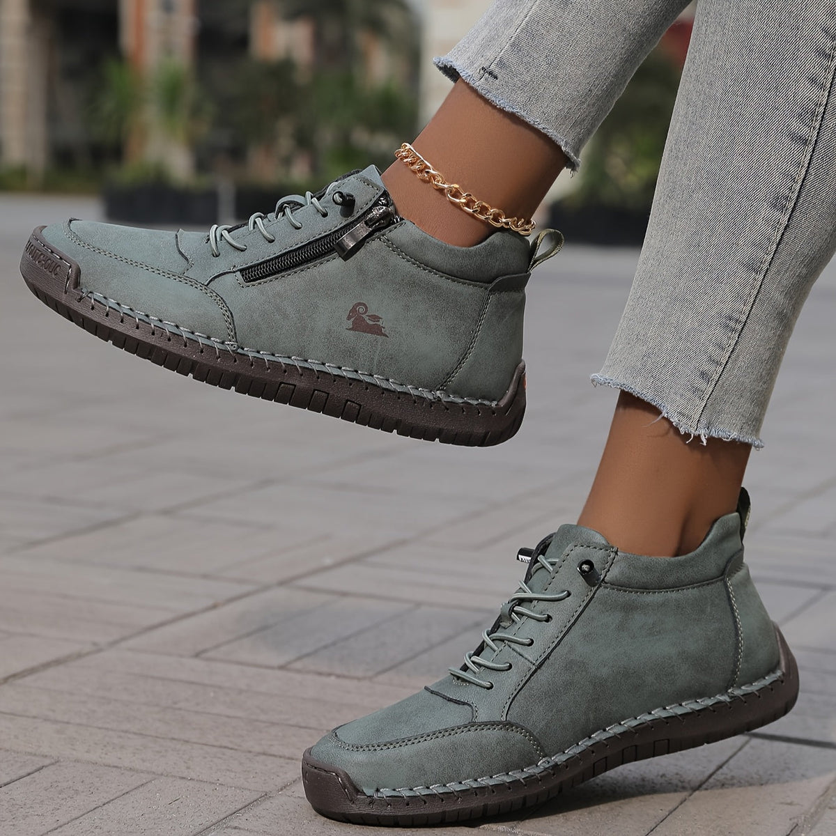 Bettina Comfort Lace-Up Sneakers with Side Zip