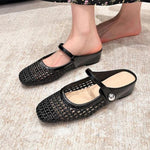 Goldie | Woven Flat Slip-On Mary Jane Mules