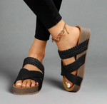 Julia Woven Cross Strap Wedge Sandals