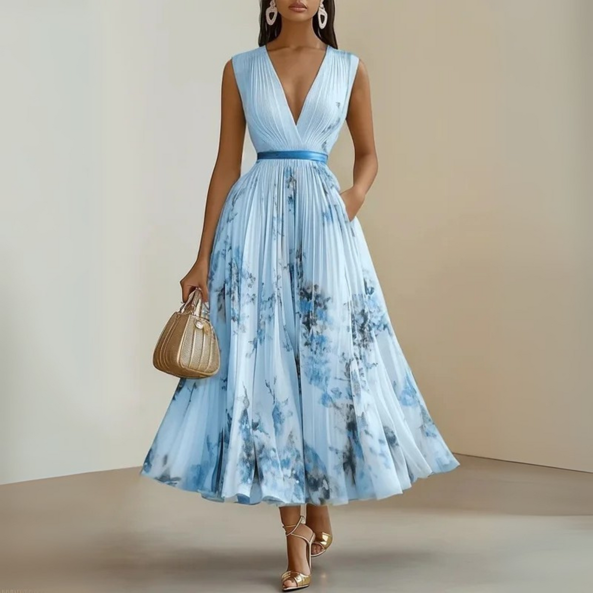 Claudia Flowing Sleeveless Summer Maxi Dress