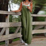 Elfriede Linen Wide-Leg Overall Jumpsuit