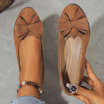 Maisie | Suede Bow Detail Wedge Ballet Flats