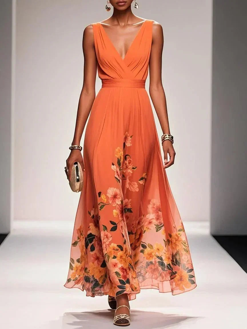 Carolin Floral Chiffon Summer Maxi Dress