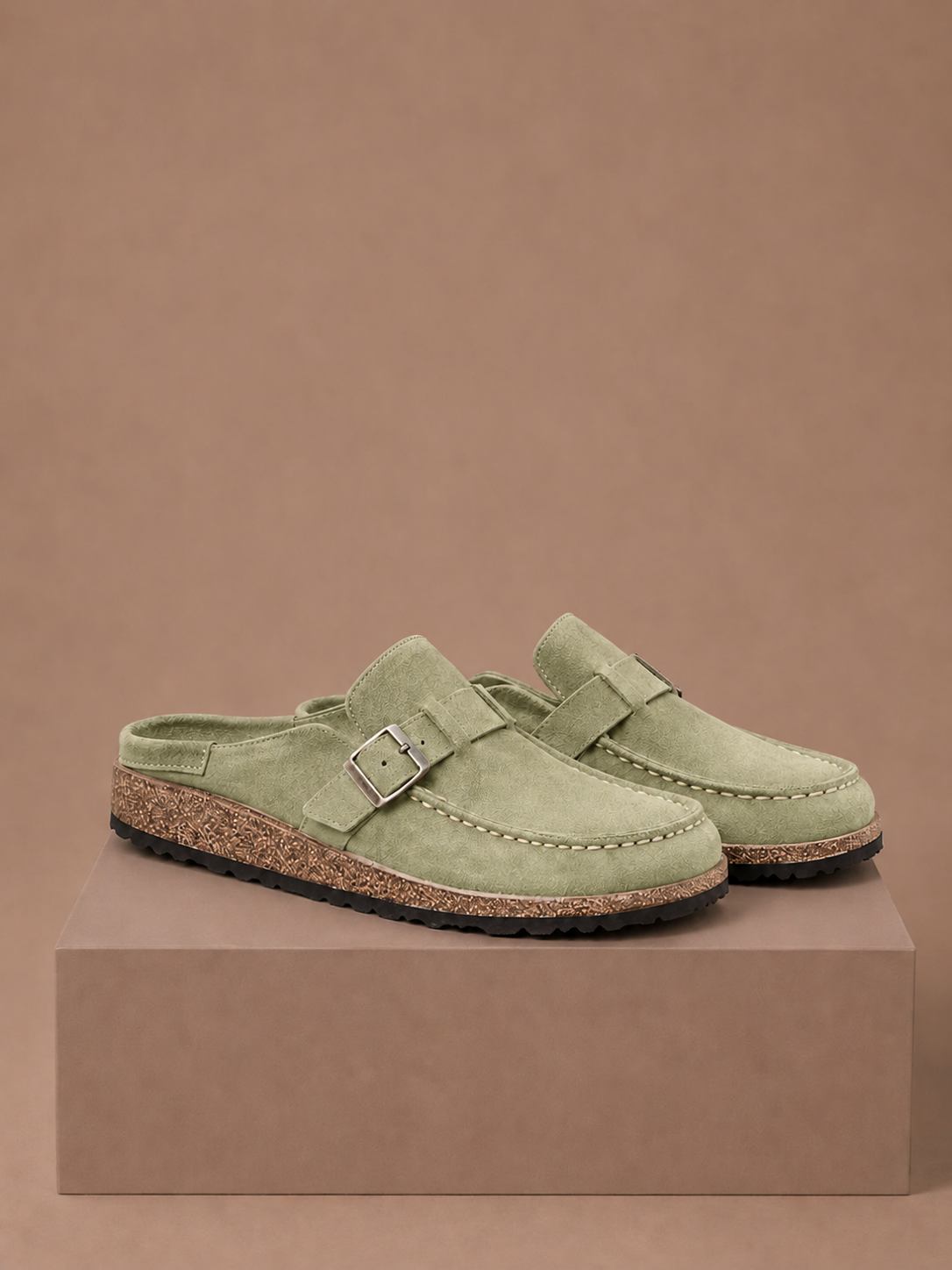Women's Suede Mule Clogs – Buckle Detail Slip-On | Areleon