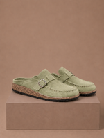 Women's Suede Mule Clogs – Buckle Detail Slip-On | Areleon