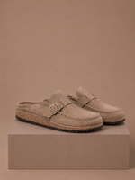 Women's Suede Mule Clogs – Buckle Detail Slip-On | Areleon