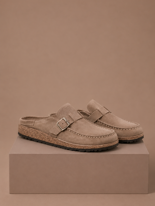 Women's Suede Mule Clogs – Buckle Detail Slip-On | Areleon