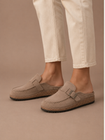 Women's Suede Mule Clogs – Buckle Detail Slip-On | Areleon