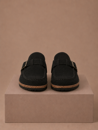 Women's Suede Mule Clogs – Buckle Detail Slip-On | Areleon