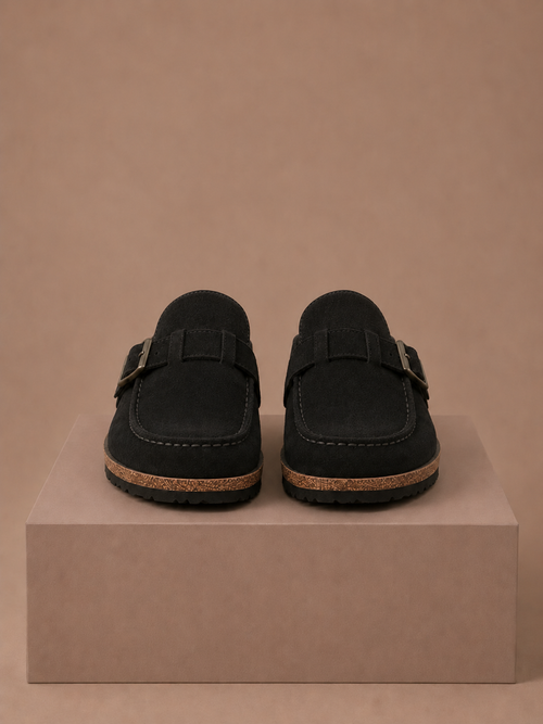 Women's Suede Mule Clogs – Buckle Detail Slip-On | Areleon