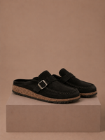 Women's Suede Mule Clogs – Buckle Detail Slip-On | Areleon