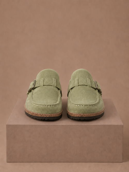 Women's Suede Mule Clogs – Buckle Detail Slip-On | Areleon