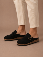 Women's Suede Mule Clogs – Buckle Detail Slip-On | Areleon