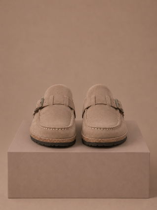Women's Suede Mule Clogs – Buckle Detail Slip-On | Areleon