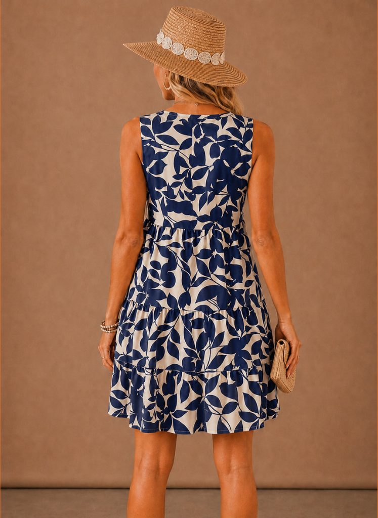 Women's Floral Tiered Mini Dress – Sleeveless Summer | Areleon