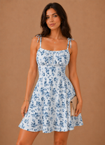 Women's Floral Mini Dress – Tie Strap Fitted Summer | Areleon