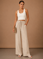 Women's Striped Trousers – Lightweight Relaxed Wide Leg | Areleon