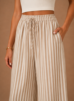 Women's Striped Trousers – Lightweight Relaxed Wide Leg | Areleon