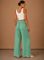 Women's Striped Trousers – Lightweight Relaxed Wide Leg | Areleon