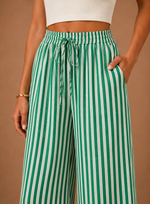 Women's Striped Trousers – Lightweight Relaxed Wide Leg | Areleon