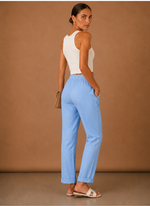 Women's Linen Trousers – Relaxed Elastic Waist Casual | Areleon