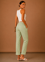 Women's Linen Trousers – Relaxed Elastic Waist Casual | Areleon