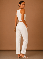 Women's Linen Trousers – Relaxed Elastic Waist Casual | Areleon