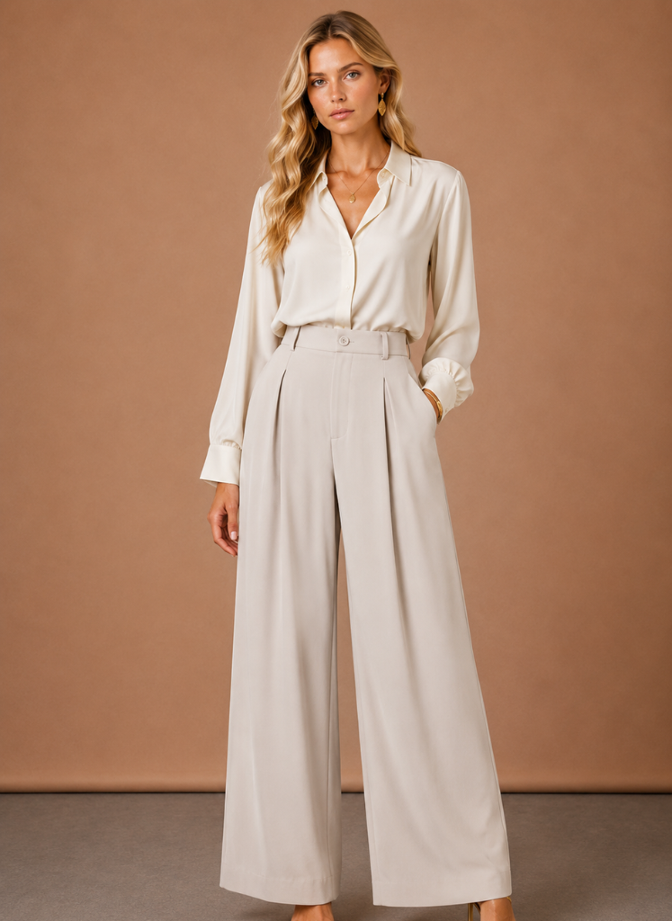 Women's Balloon Trousers – High Waist Pleated Wide Leg | Areleon