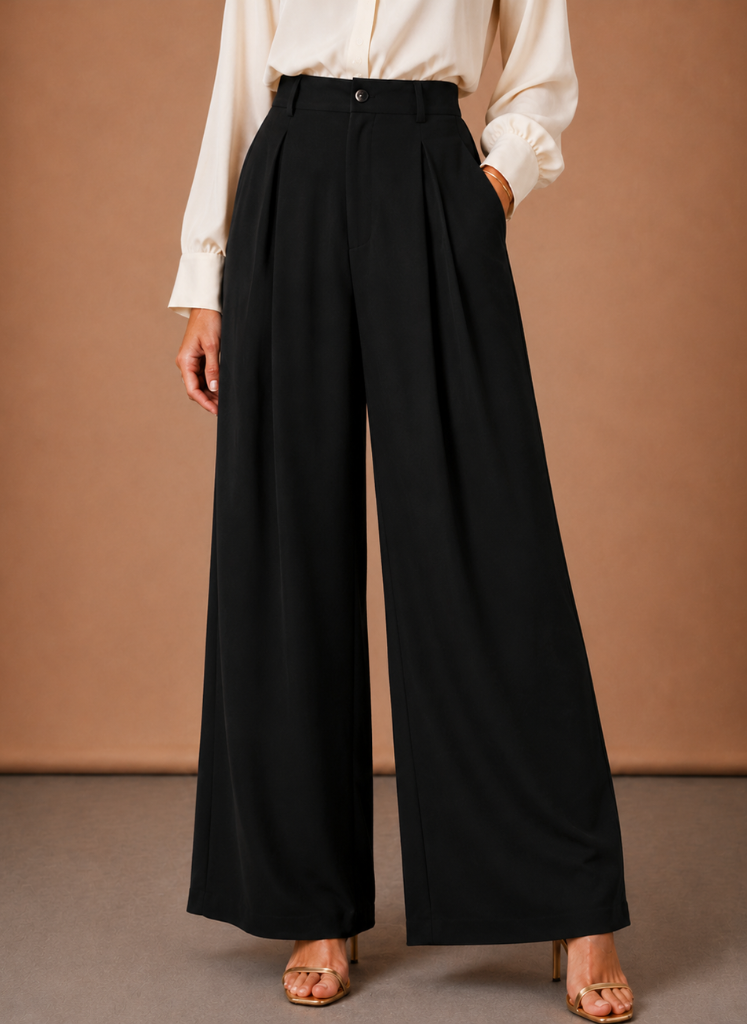 Women's Balloon Trousers – High Waist Pleated Wide Leg | Areleon