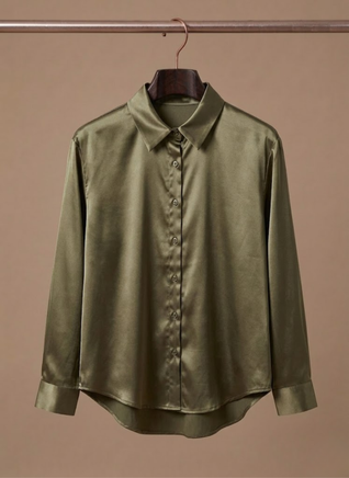 Women's Satin Blouse – Long Sleeve Elegant Button Shirt | Areleon