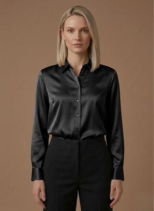 Women's Satin Blouse – Long Sleeve Elegant Button Shirt | Areleon