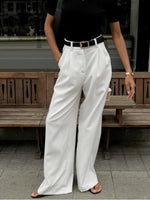 Katharina Pleated Front Wide-Leg Pants with Belt