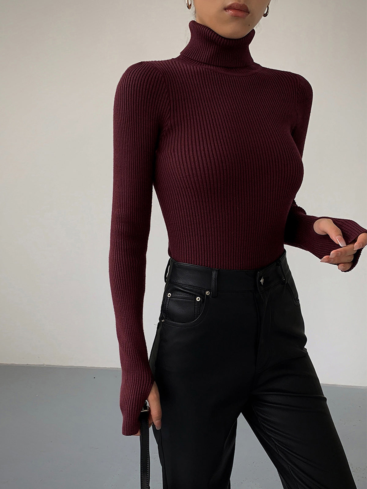 Jennifer Ribbed Turtleneck Sweater