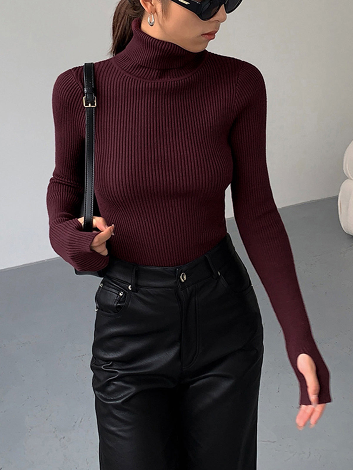 Jennifer Ribbed Turtleneck Sweater