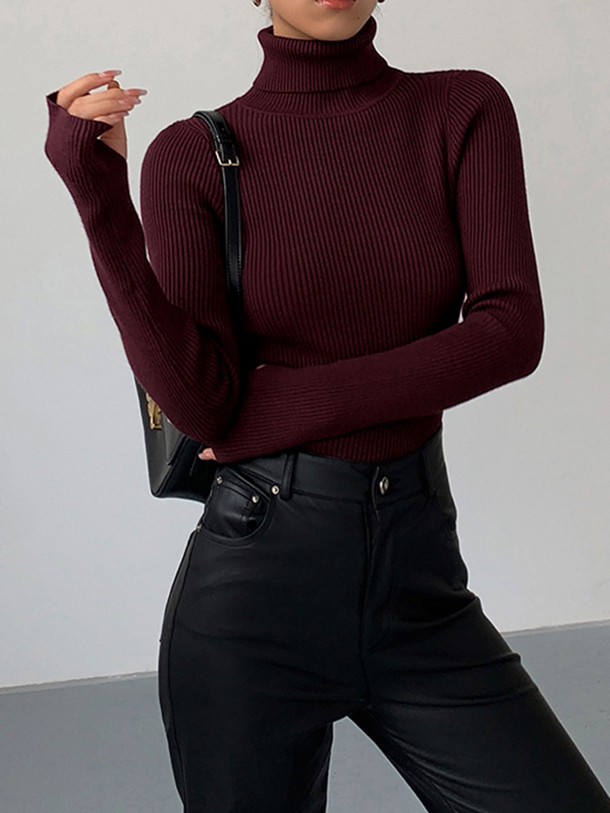 Jennifer Ribbed Turtleneck Sweater
