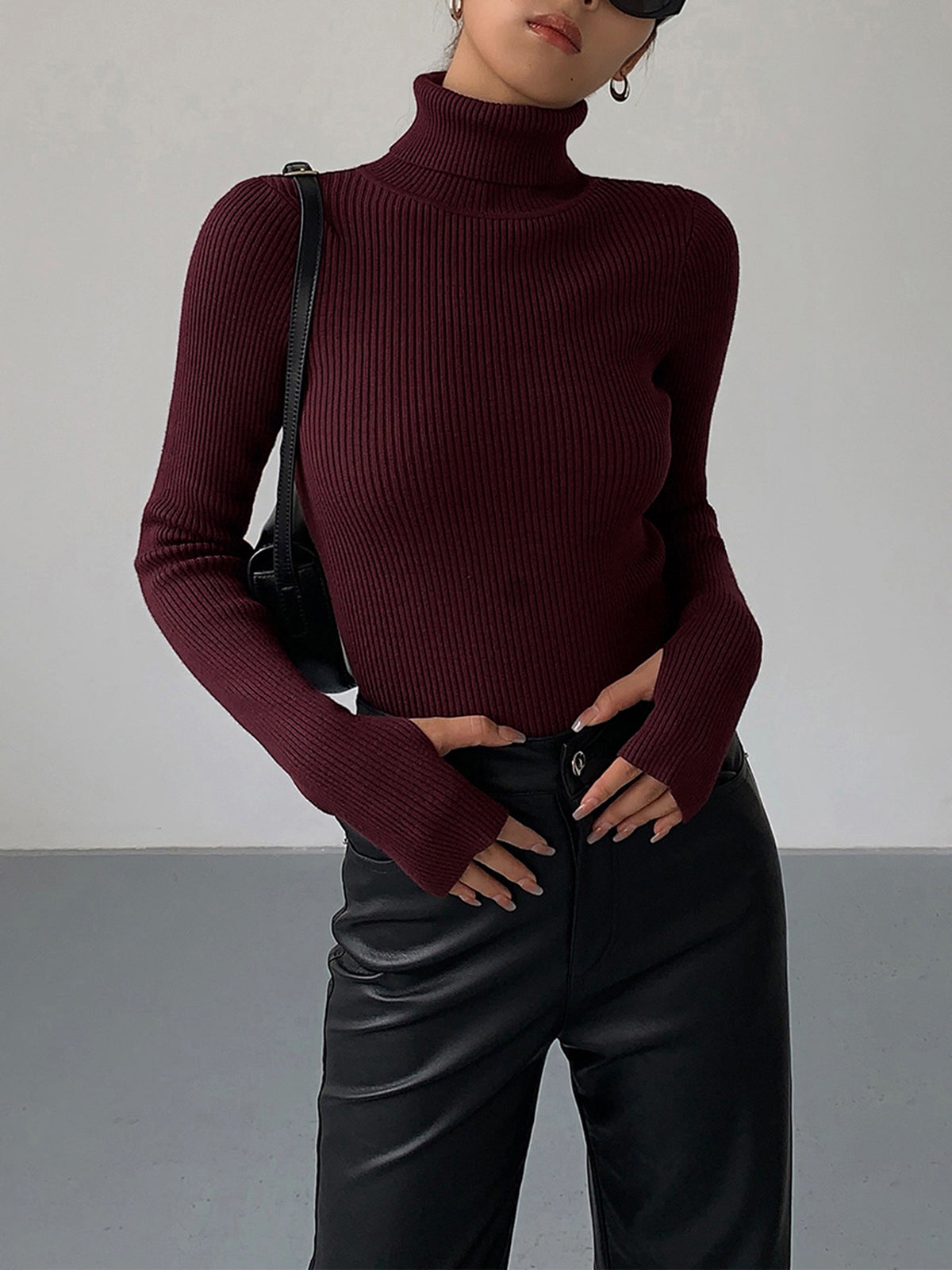 Jennifer Ribbed Turtleneck Sweater