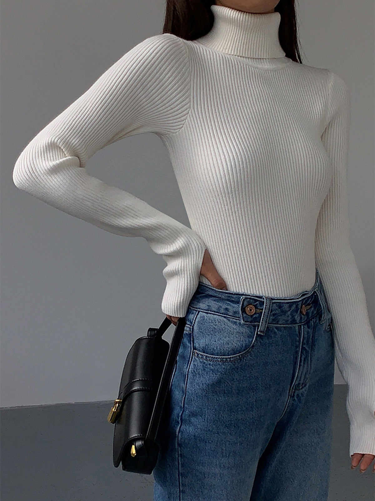 Jennifer Ribbed Turtleneck Sweater