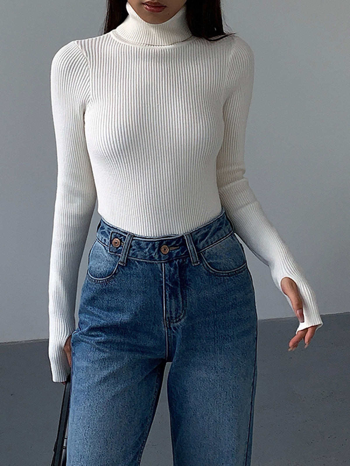 Jennifer Ribbed Turtleneck Sweater