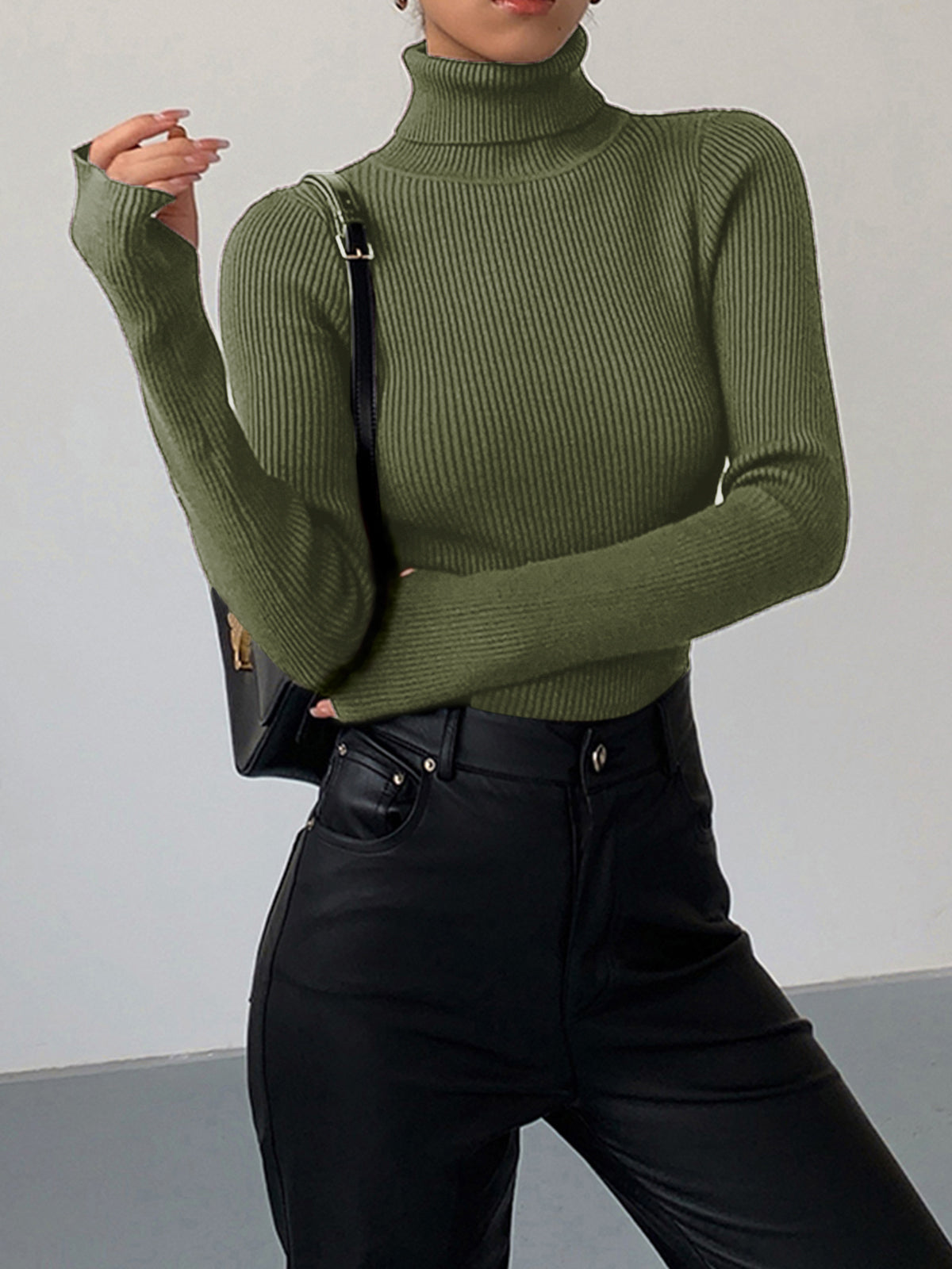 Jennifer Ribbed Turtleneck Sweater