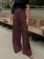 Katharina Pleated Front Wide-Leg Pants with Belt