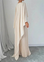 Makayla | Wedding Guest Pleated Cape Maxi Dress
