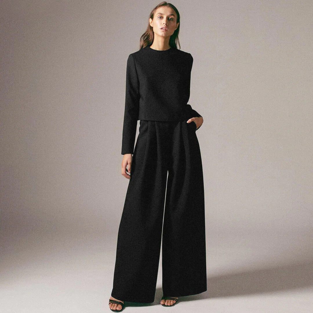 Anja Long-Sleeve Crop Top Trouser Set