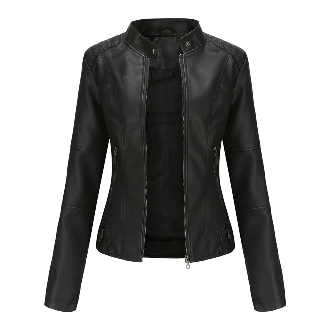 Kirsten Faux Leather Zip Biker Jacket
